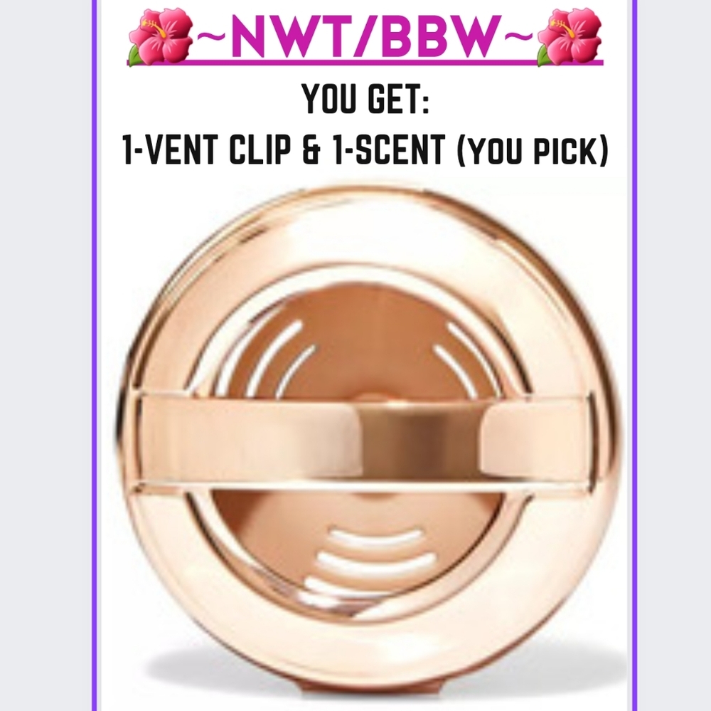 🔥 2-ITEMS / 1 GOLD TONE VENT CLIP & AIR FRESHENER SCENT (YOU PICK) / NWT / BBW